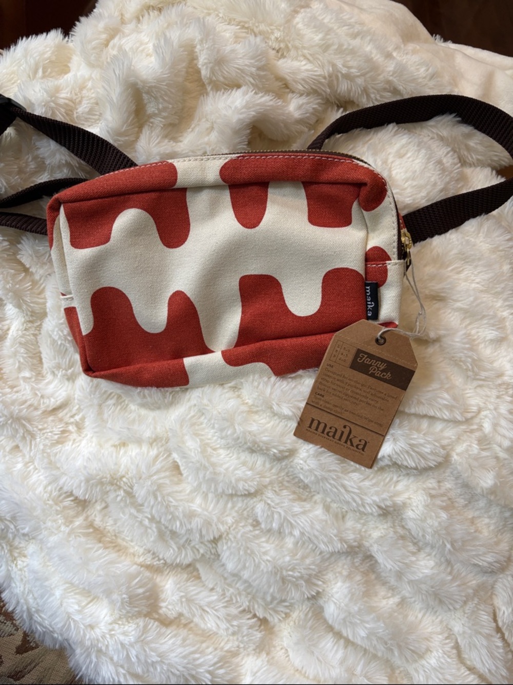 Maika Red & Cream Abstract Waist Bag